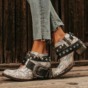 Freebird by Steven Saloon boots in white snakeskin print- no longer stocked!